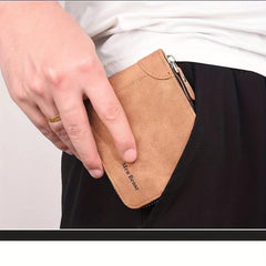 Men's Short Leather Wallet Large Capacity Vintage Zipper Card Holder