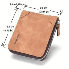 Men's Short Leather Wallet Large Capacity Vintage Zipper Card Holder