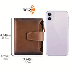 Real Cowhide Anti theft Brush Men's Short RFID Wallet