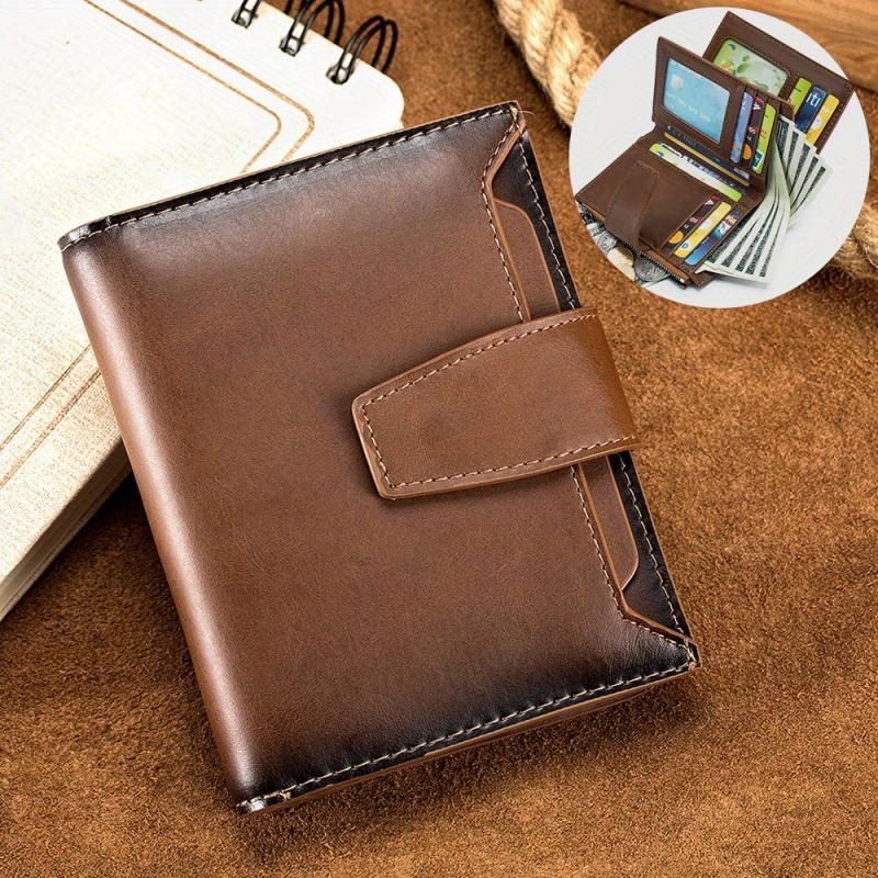 Real Cowhide Anti theft Brush Men's Short RFID Wallet