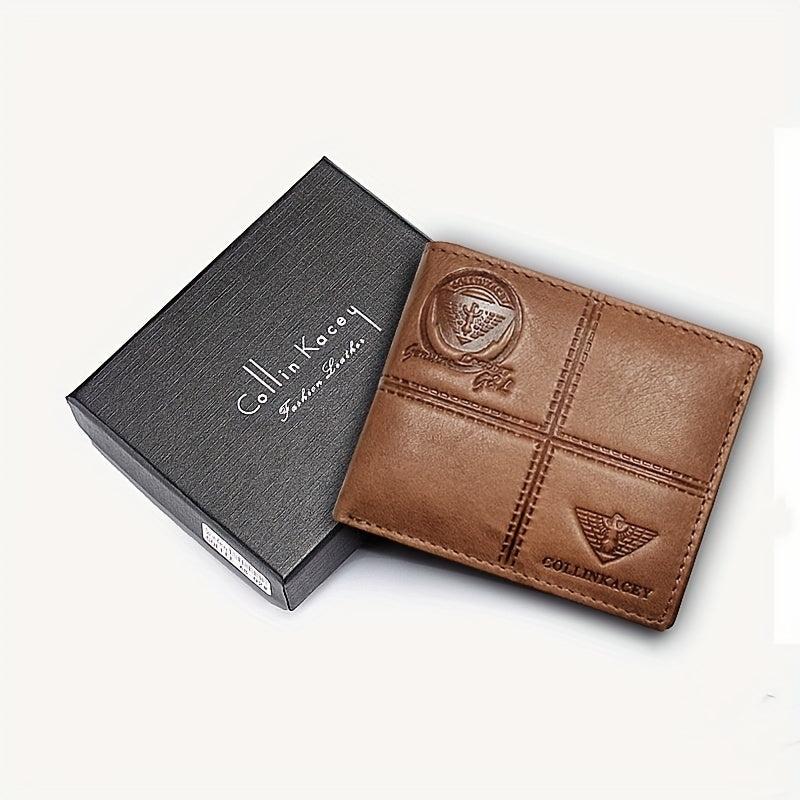 Men's Cowhide Leather Short Wallet Card Holder Purse Horizontal Wallet