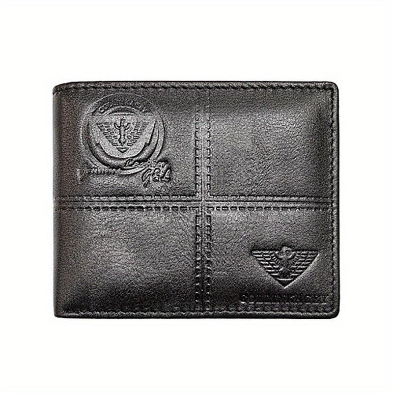 Men's Cowhide Leather Short Wallet Card Holder Purse Horizontal Wallet