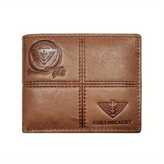 Men's Cowhide Leather Short Wallet Card Holder Purse Horizontal Wallet