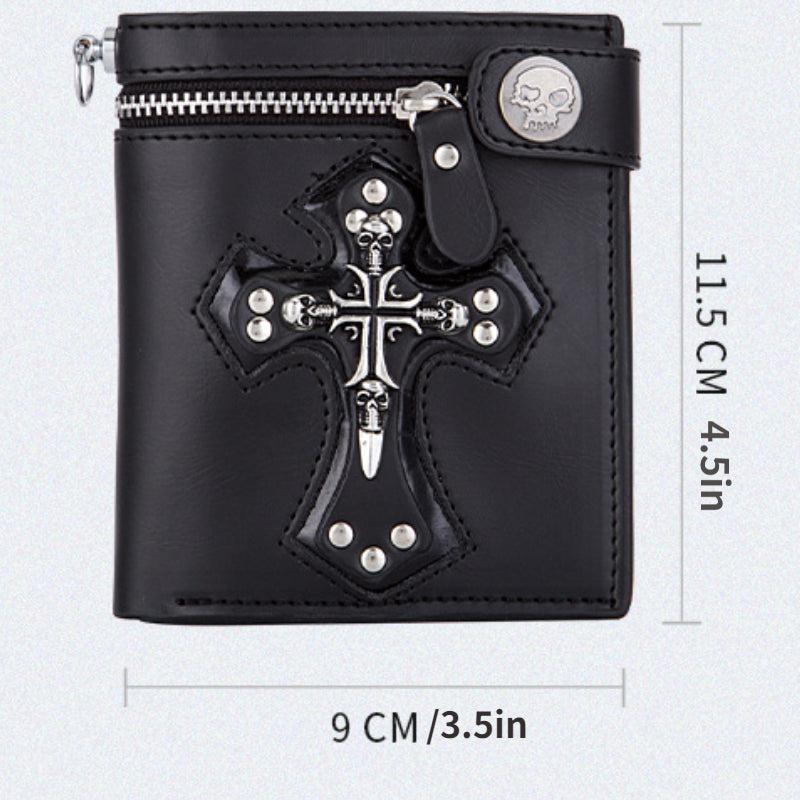 Men's Skull Crossbones Wallet Anti Theft Zipper Coin Purse
