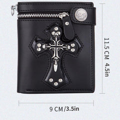 Men's Skull Crossbones Wallet Anti Theft Zipper Coin Purse