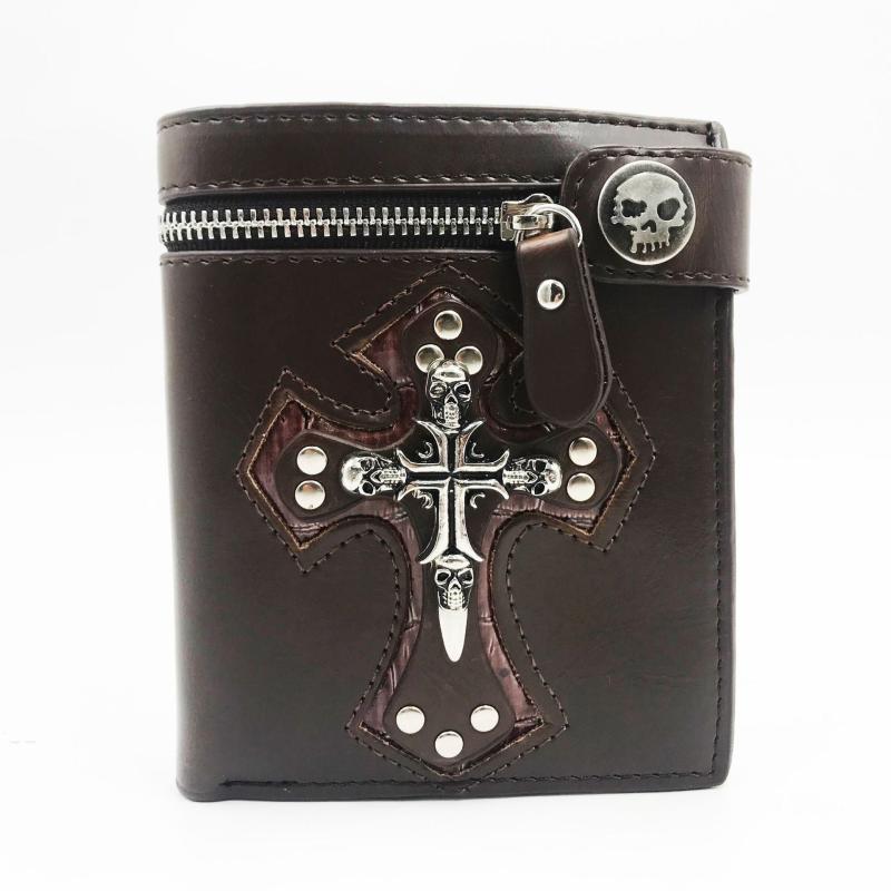 Men's Skull Crossbones Wallet Anti Theft Zipper Coin Purse