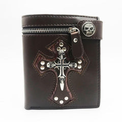 Men's Skull Crossbones Wallet Anti Theft Zipper Coin Purse