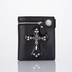 Men's Skull Crossbones Wallet Anti Theft Zipper Coin Purse