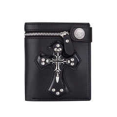 Men's Skull Crossbones Wallet Anti Theft Zipper Coin Purse