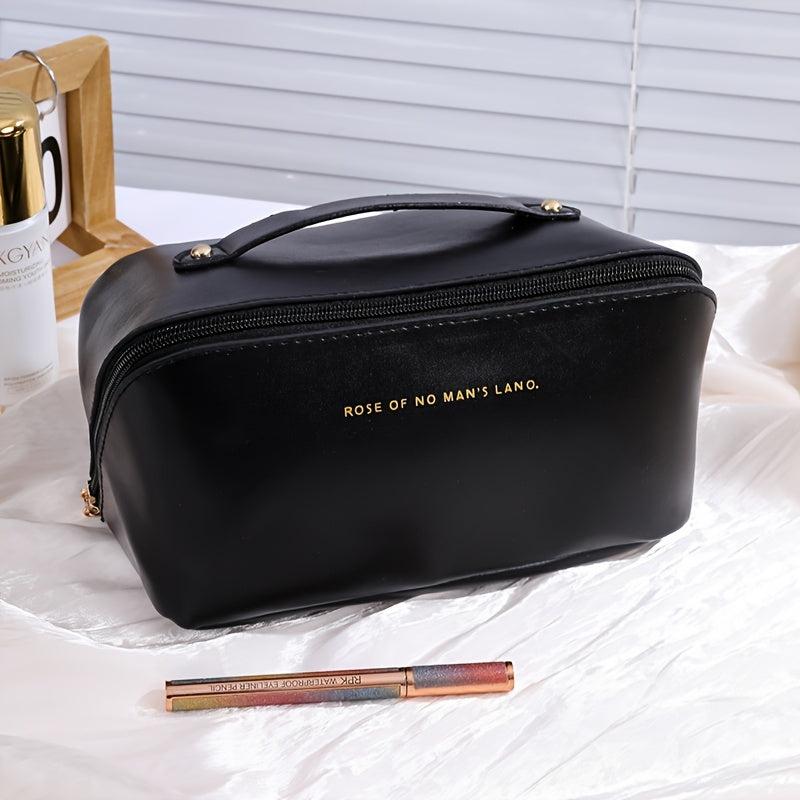 Solid PU Leather Cosmetic Bag Portable Makeup Storage Lipstick Toiletry