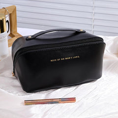 Solid PU Leather Cosmetic Bag Portable Makeup Storage Lipstick Toiletry