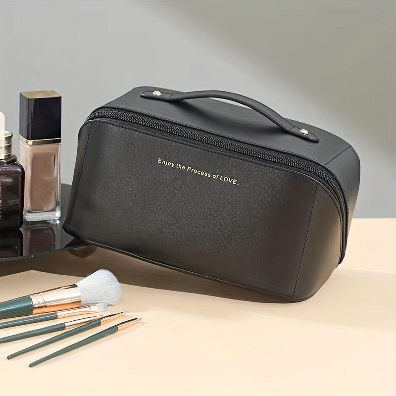 Solid PU Leather Cosmetic Bag Portable Makeup Storage Lipstick Toiletry