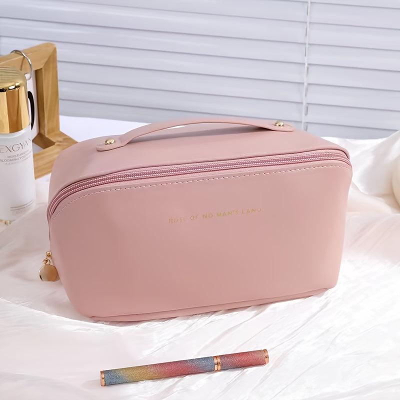 Solid PU Leather Cosmetic Bag Portable Makeup Storage Lipstick Toiletry