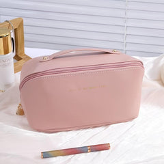 Solid PU Leather Cosmetic Bag Portable Makeup Storage Lipstick Toiletry