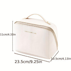 Solid PU Leather Cosmetic Bag Portable Makeup Storage Lipstick Toiletry
