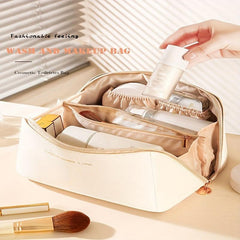 Solid PU Leather Cosmetic Bag Portable Makeup Storage Lipstick Toiletry
