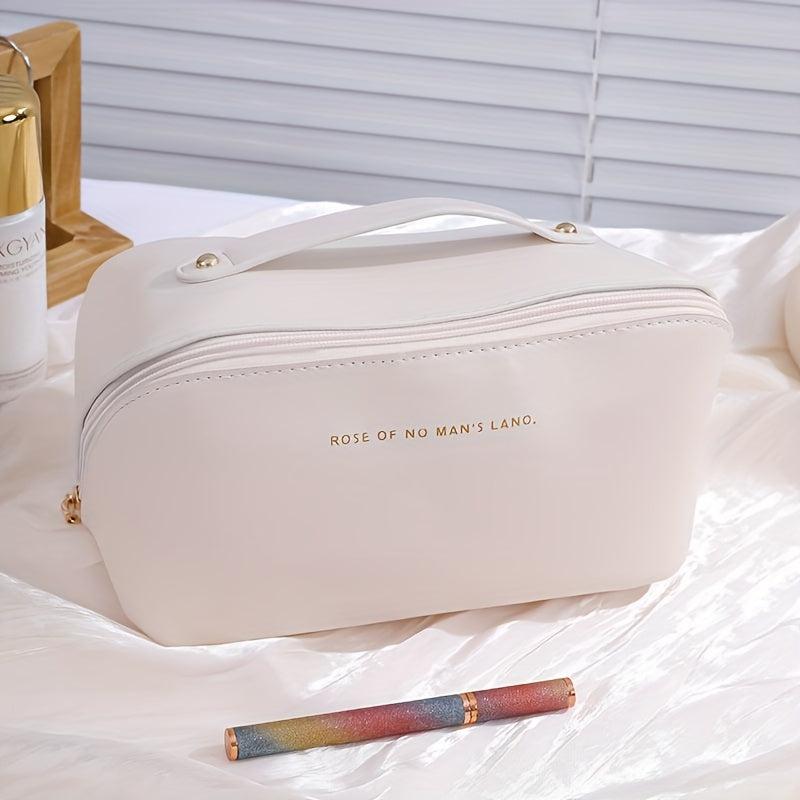 Solid PU Leather Cosmetic Bag Portable Makeup Storage Lipstick Toiletry