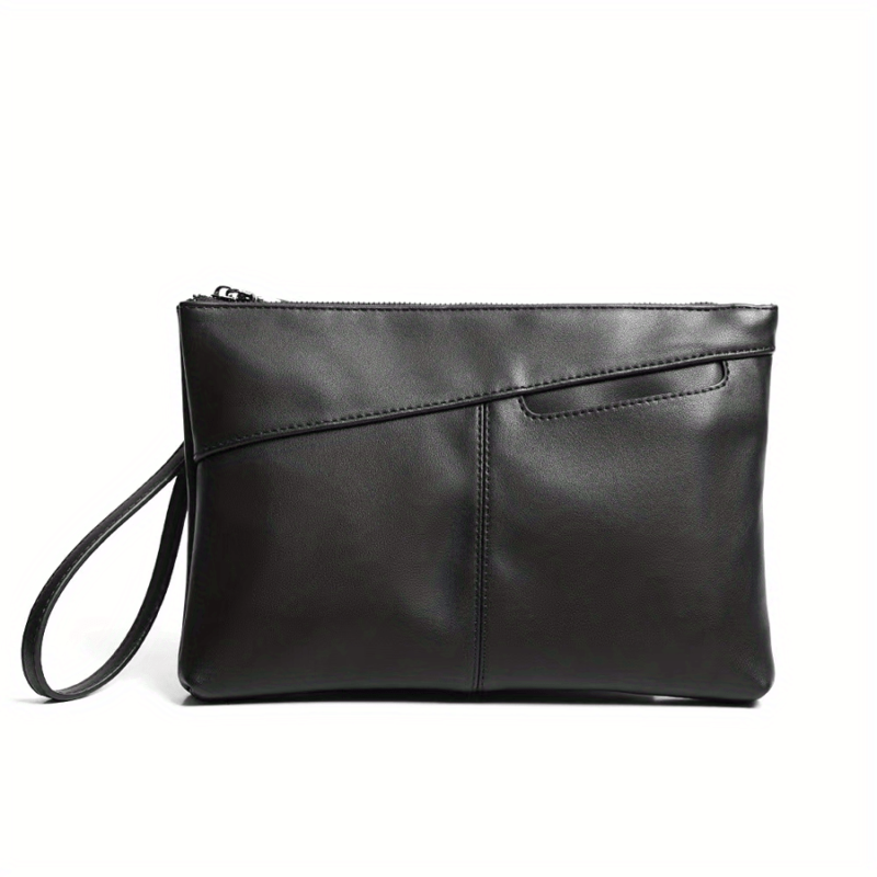 Men's PU Leather Handbag Zipper Clutch Bag