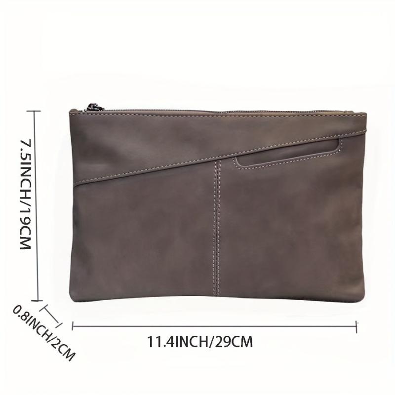 Men's PU Leather Handbag Zipper Clutch Bag