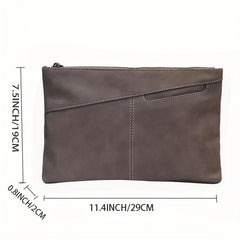 Men's PU Leather Handbag Zipper Clutch Bag