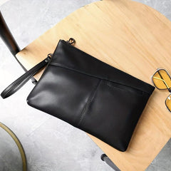 Men's PU Leather Handbag Zipper Clutch Bag