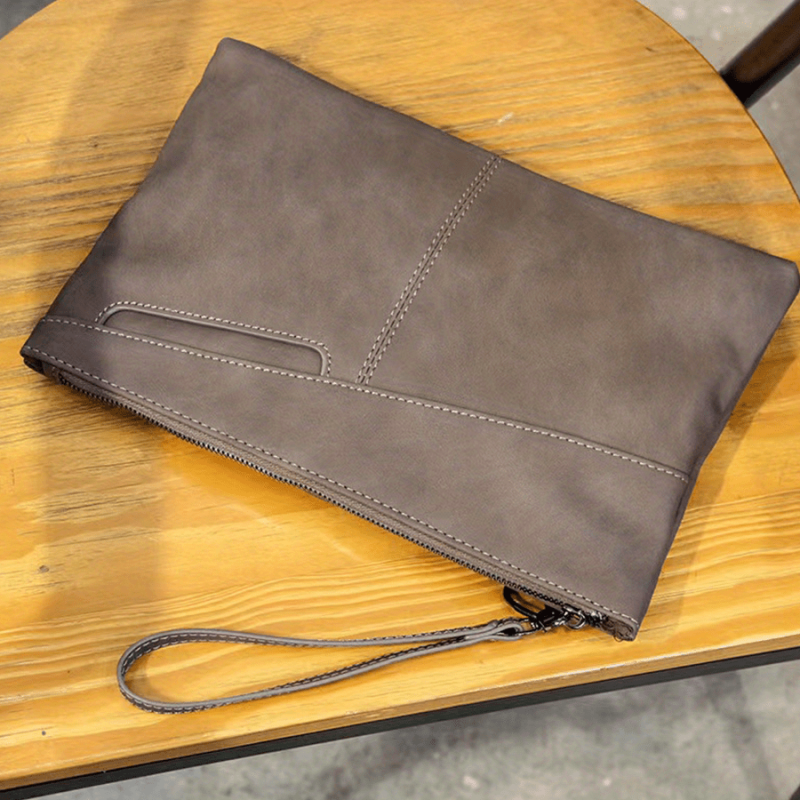 Men's PU Leather Handbag Zipper Clutch Bag
