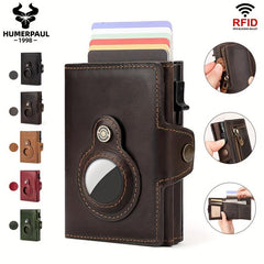 HUMERPAUL Leather RFID Blocking Card Holder Coin Purse