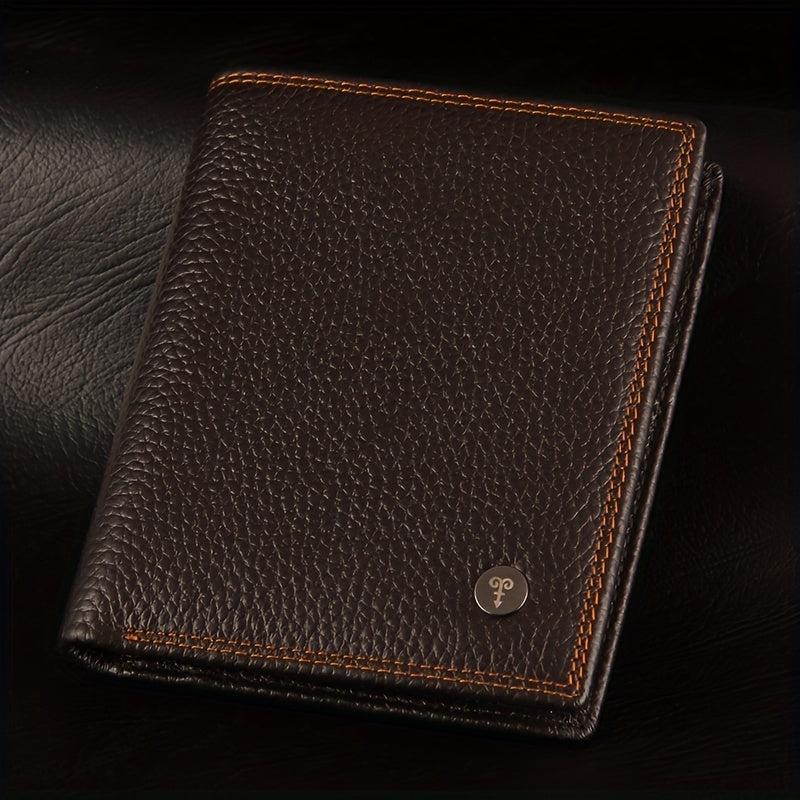 Men's Leather Short Wallet Large Capacity Card Cash Holder Great Gift