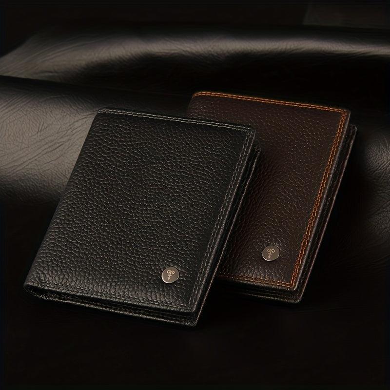 Men's Leather Short Wallet Large Capacity Card Cash Holder Great Gift