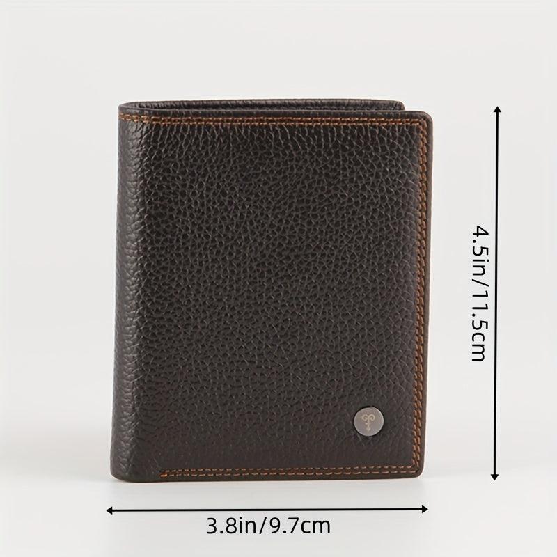Men's Leather Short Wallet Large Capacity Card Cash Holder Great Gift