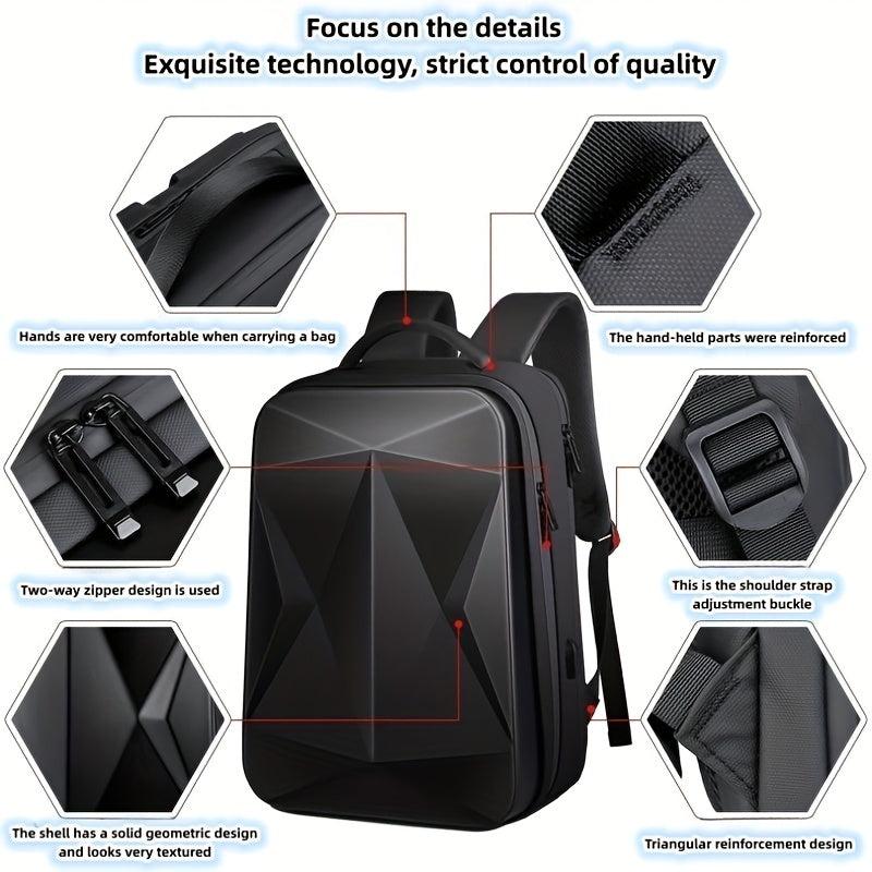 Large Capacity Hard Surface Business Backpack with USB Charging
