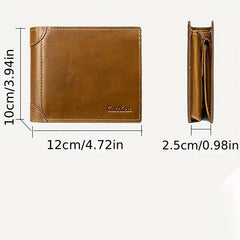 Men's Vintage PU Leather Short Wallet Card Slots Coin Purse