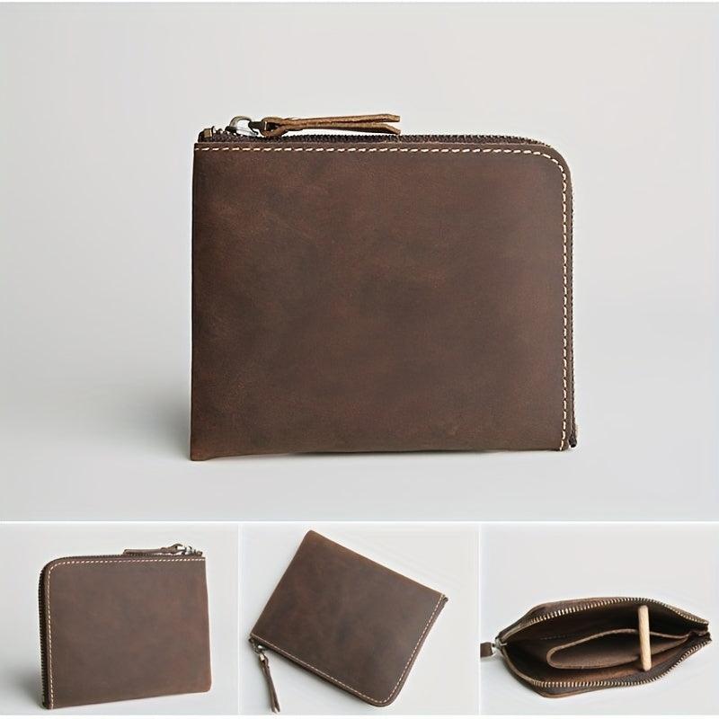Vintage Leather Men's Wallet Crazy Horse Skin Ultra thin Coin Purse