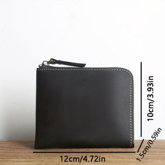 Vintage Leather Men's Wallet Crazy Horse Skin Ultra thin Coin Purse