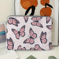 Pink Butterflies Laptop Bag Soft Protective Case