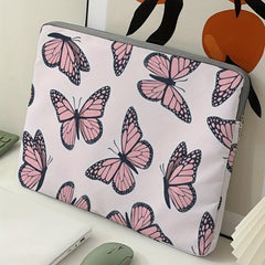 Pink Butterflies Laptop Bag Soft Protective Case