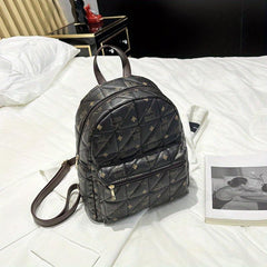 Vintage Printed Backpack Women's Quilted with Zipper