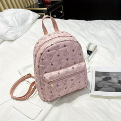Vintage Printed Backpack Women's Quilted with Zipper
