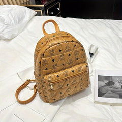 Vintage Printed Backpack Women's Quilted with Zipper
