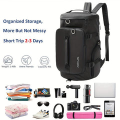 Men's Waterproof Backpack Gym Duffel Bag with Shoe Compartment & Wet Pocket
