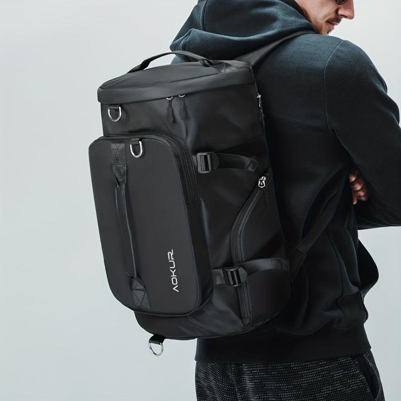 Men's Waterproof Backpack Gym Duffel Bag with Shoe Compartment & Wet Pocket