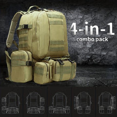 4 In 1 Outdoor Military Backpack - Waterproof Hiking Shoulder Bag