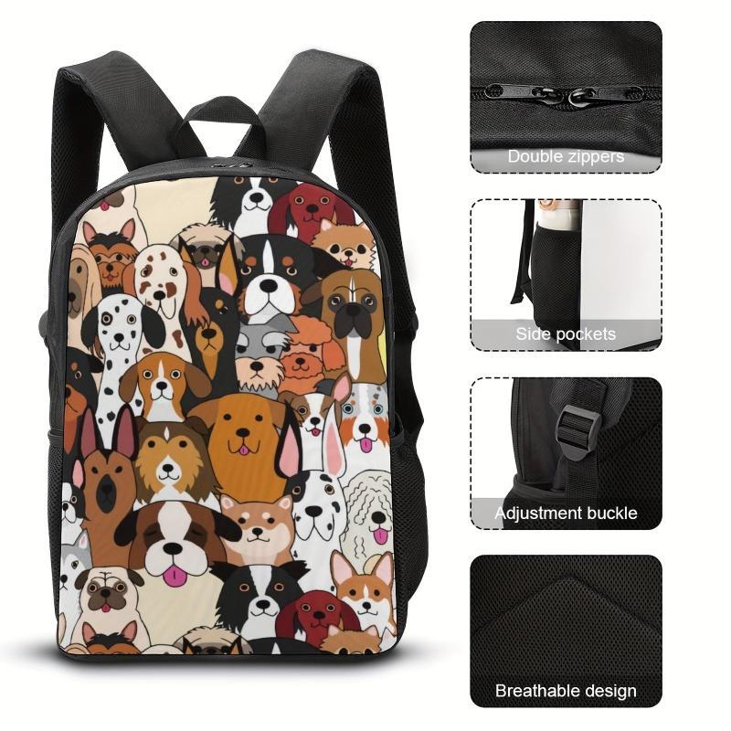 Cartoon Casual Backpack School Bag Funny Cat Dog Dinosaur Space