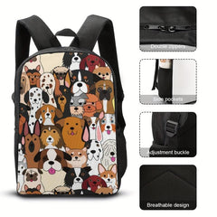 Cartoon Casual Backpack School Bag Funny Cat Dog Dinosaur Space
