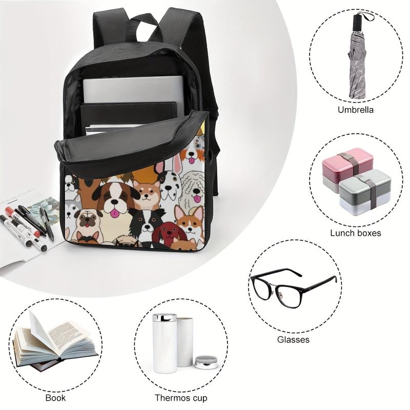 Cartoon Casual Backpack School Bag Funny Cat Dog Dinosaur Space
