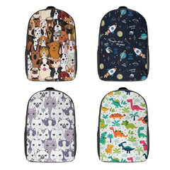 Cartoon Casual Backpack School Bag Funny Cat Dog Dinosaur Space