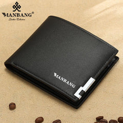 Men's PU Leather Brown Short Wallet Business Card Holder