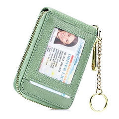 RFID Blocking Card Holder Case Leather Zipper Wallet w/ Keychain & ID Window