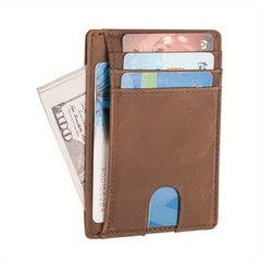 Slim RFID Blocking Leather Wallet for Men Women