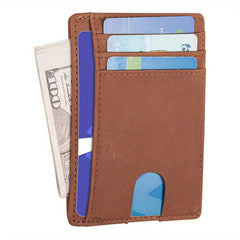 Slim RFID Blocking Leather Wallet for Men Women
